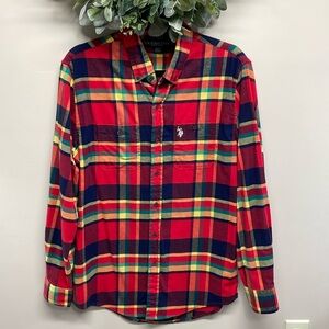 NWOT U.S. Polo Assn. Plaid Flannel Button Down Long Sleeve Shirt M